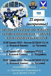 Краевой турнир по хоккею среди юношеских команд ЮХЛ Приморского края.